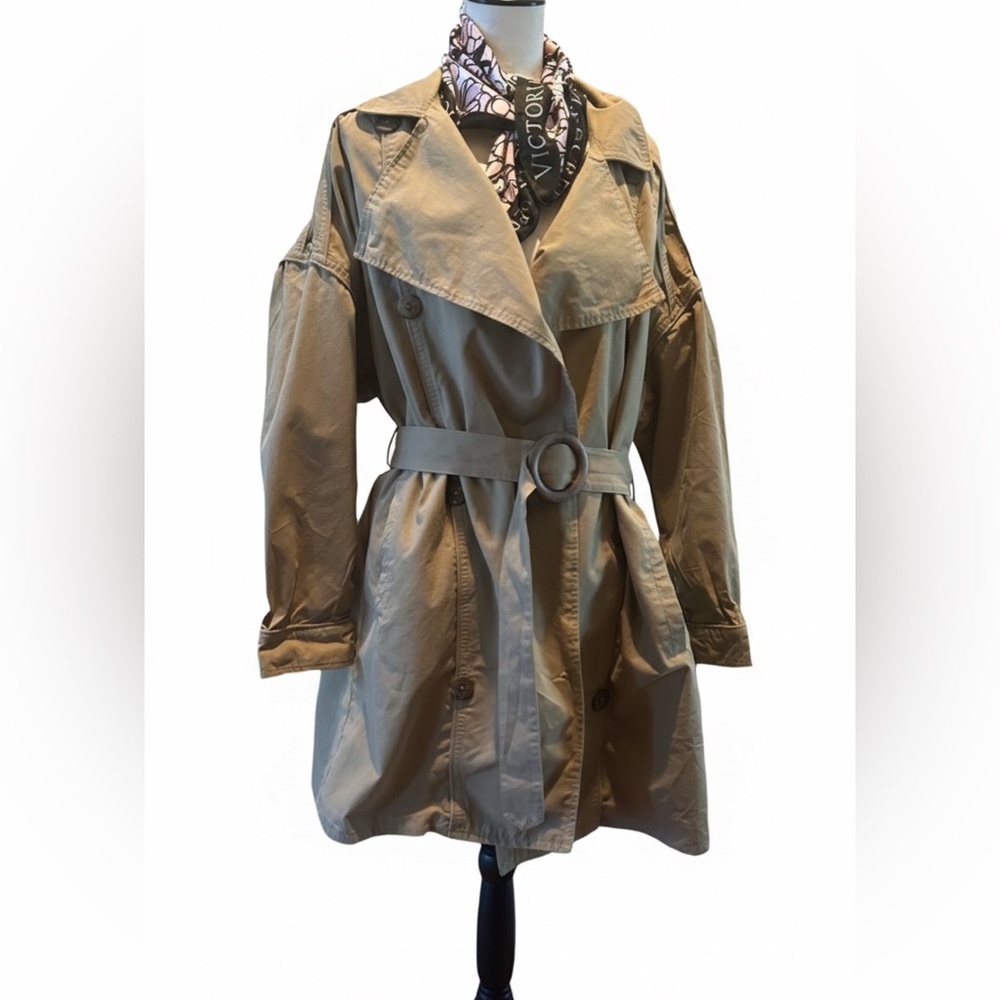 POL Cotton Belted Trench Coat Oversized S/M NWOT Tan Khaki